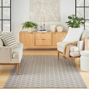 Reversible Indoor Outdoor Grey 5 ft. x 7 ft. Honeycomb Contemporary Area Rug