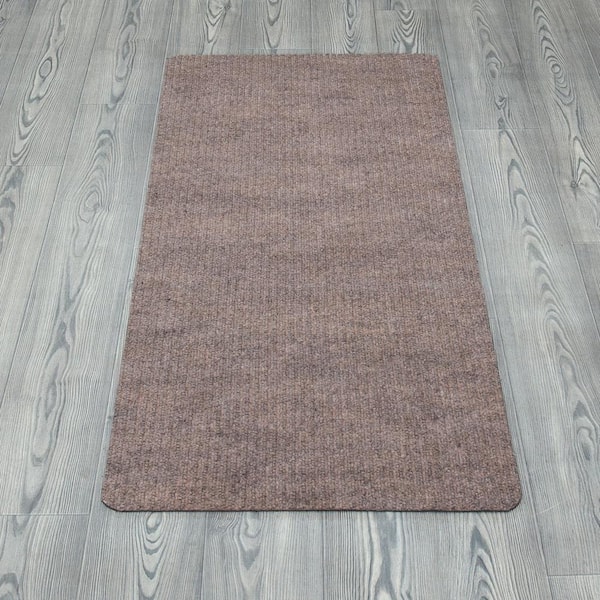Ottomanson Utility Collection Waterproof Non-Slip Rubberback Solid 2x5 Indoor/Outdoor Runner Rug, 2 ft. x 5 ft., Gray