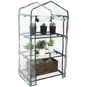 Sunnydaze 2 ft. 3 in. x 1 ft. 7 in. x 4 ft. 2 in. Portable 3-Tier Mini Greenhouse for Outdoors - Clear