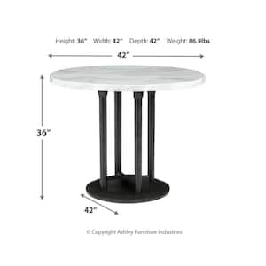 Centiar Casual Black/White Faux Marble 41.88 in. Pedestal Counter Dining Table Seats 4