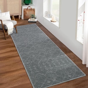 Shag Carpet Dark Gray 2 ft. x 8 ft. in Polypropylene Area Rug