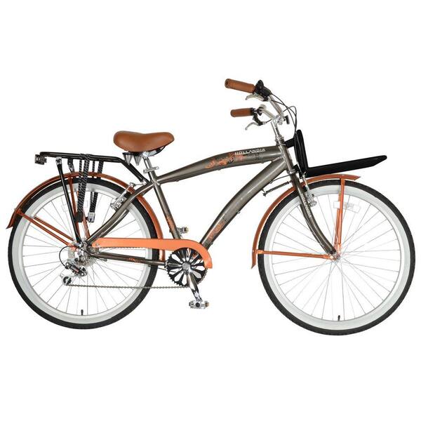 Hollandia M1 Land Cruiser Bicycle, 26 in. Wheels, 18 in. Frame, Men's Bike in Orange/Grey