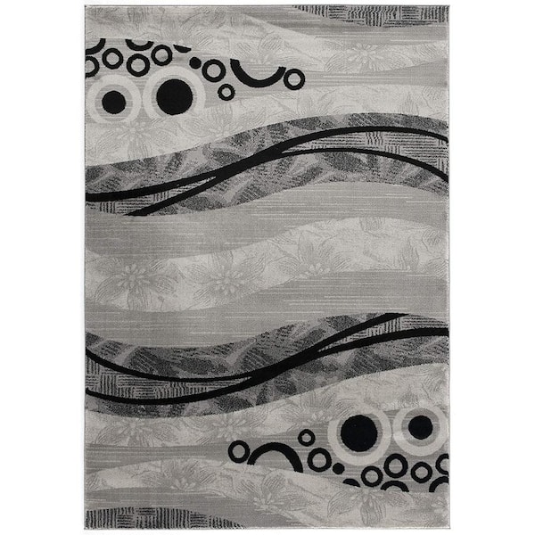Rug Branch Montage Grey 2 ft. 3 in. x 12 ft. Modern Abstract Runner Area Rug