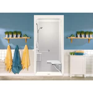 Accessible Acrylic 36 in. x 36 in. x 80.4 in. 1-Piece Shower Stall with Left Seat & Center Drain in White