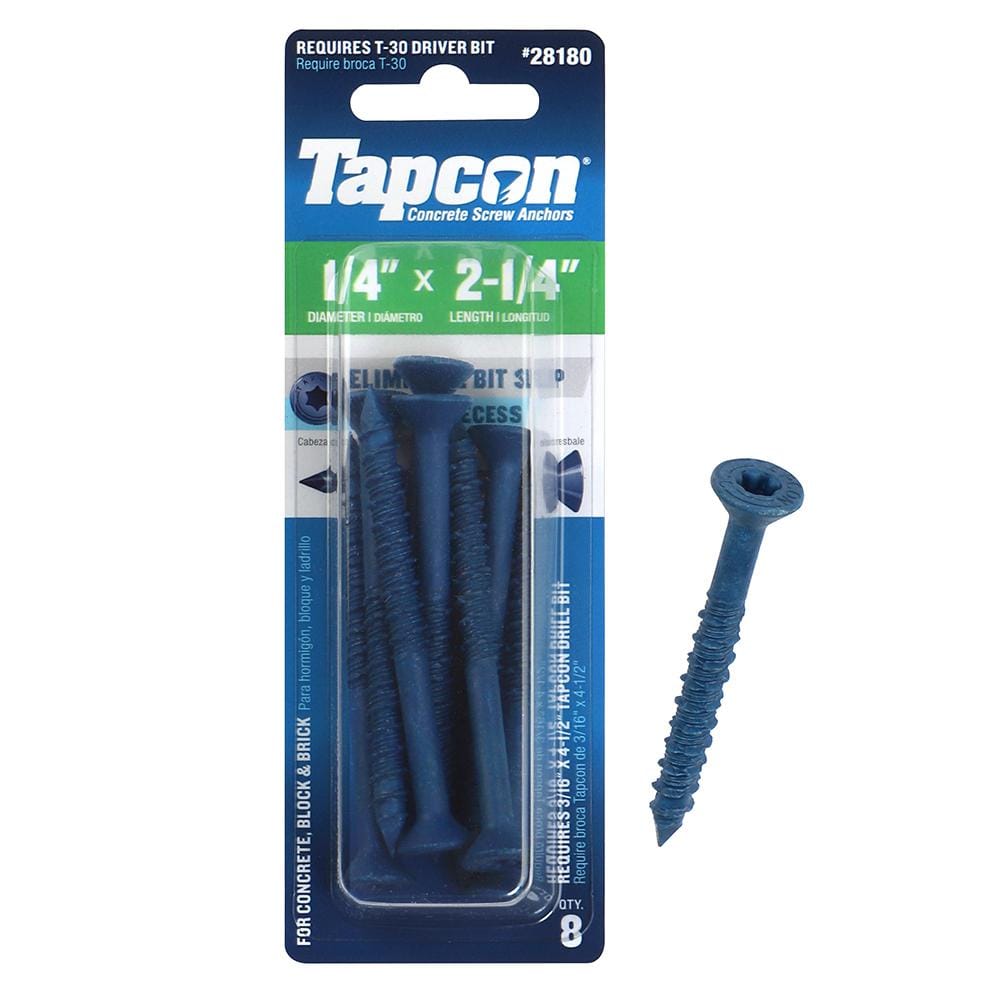 Tapcon 1/4 in. x 21/4 in. Star FlatHead Concrete Anchors (8Pack