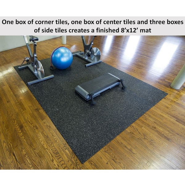 Matter Surfaces Gym/Exercise Recycled Rubber Center Tiles Black w/Gray 25 in.x 25in.x 0.3 Thick 8-Tiles/Case, 32 sq. ft.