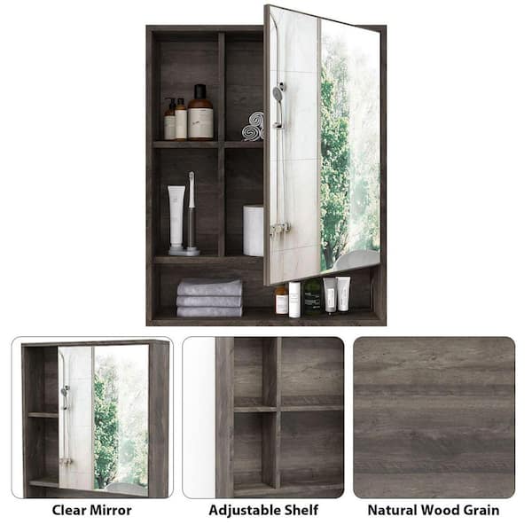 Bathroom Medicine Cabinet, Wall Mounted Bathroom Cabinet with Mirror Door  and Shelves, Wooden Hanging Wall Mirror Cabinet for Bathroom Laundry Living  Room (Grey) – Built to Order, Made in USA, Custom Furniture –