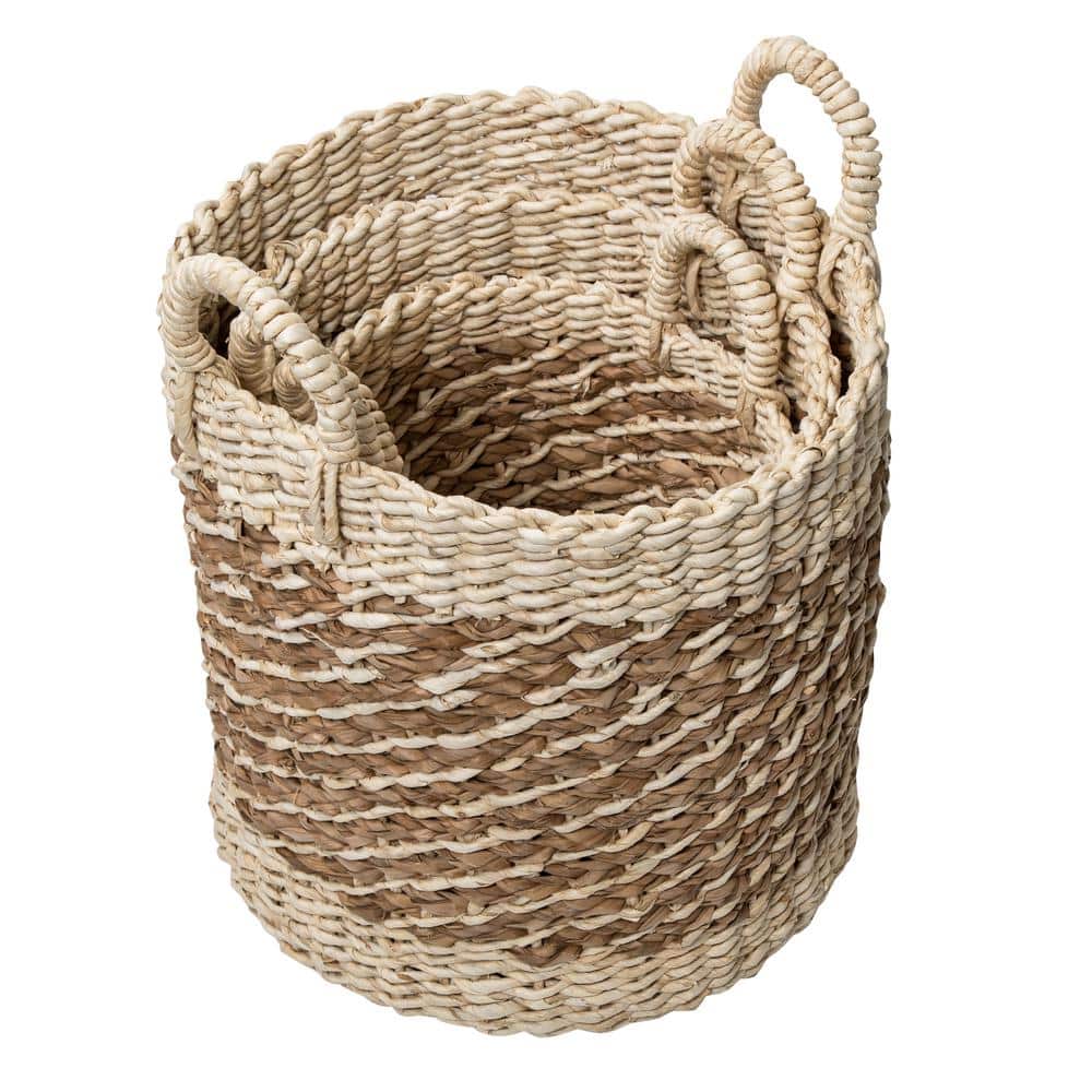 Coastal Charm Assorted Size Nesting Wicker Basket Trio