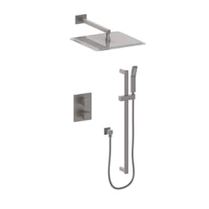 ZLINE Crystal Bay 2-Spray Patterns with 2 GPM 15.8" Wall Mount Rainfall Dual Shower Heads in Brushed Nickel