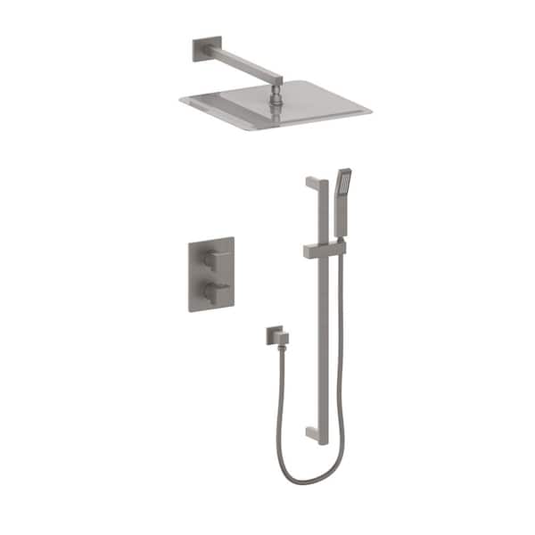 Raindance Select S 240 2-Spray Patterns with 2.5 GPM 10 in. Wall Mount Dual Shower Heads in Brushed Nickel Raindance Select S 240 2-Spray Patterns with 2.5 GPM 10 in. Wall Mount Dual Shower Heads in Brushed Nickel