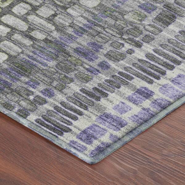 Mayfield Premium Machine Washable Abstract AMF2268 Purple 3 ft. x 4 ft. Area Rug