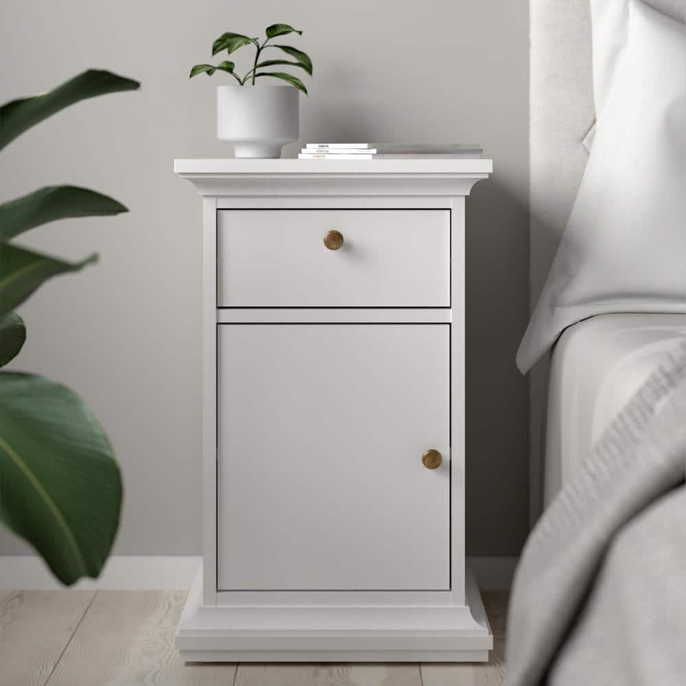 Sonoma Contemporary White Nightstand with Bronze Knobs