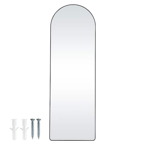 Curved Tall Mirror, Black 22 in. W x 0.75 in. H, Arch Metal Full Length Mirror for Living Room Bedroom