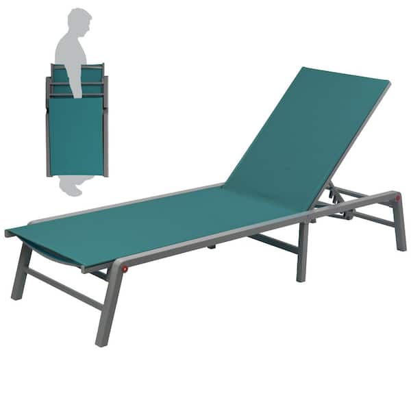 KOZYARD Outdoor Lounge Chair Foldable Lounge Chair with 5-Adjustable Backrest Patio Lounger, Assemble-Free Recliner (Mint Green)