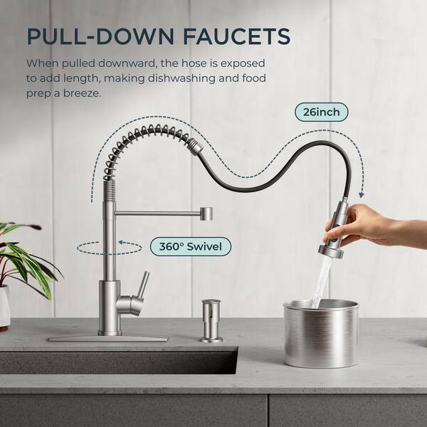 Forious pro Single Handle Pull Down Sprayer Kitchen Faucet with