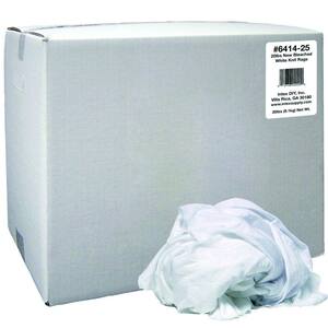 20 lbs. New Bleached White Knit Rags Box