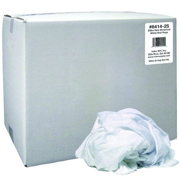 Intex 20 lbs. New Bleached White Knit Rags Box