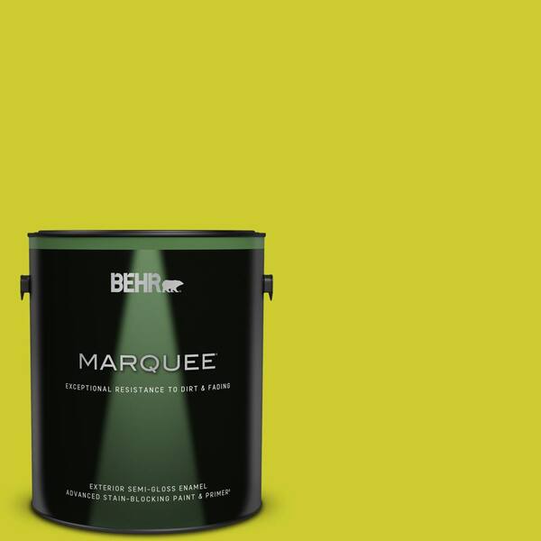 BEHR MARQUEE 1 gal. #S-G-400 Lime Pop Semi-Gloss Enamel Exterior Paint & Primer