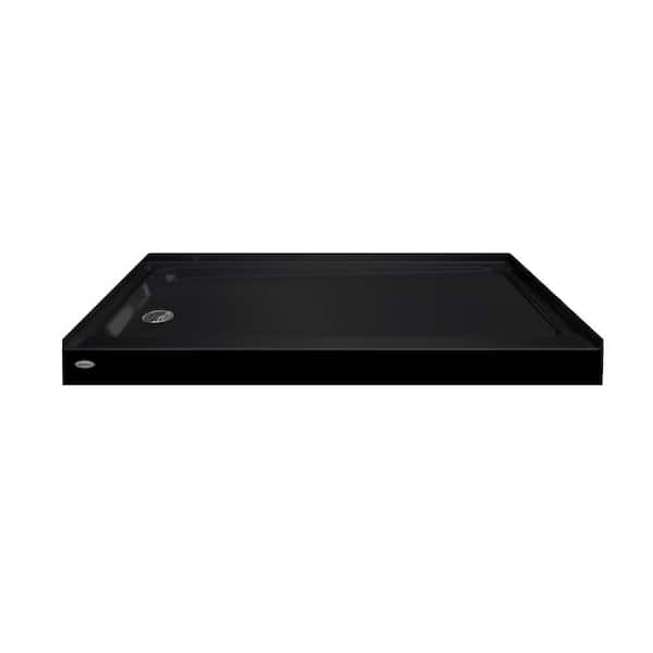 CAYMAN 60 in. L x 32 in. W Alcove Single Threshold Shower Pan Base with Left Drain in Black