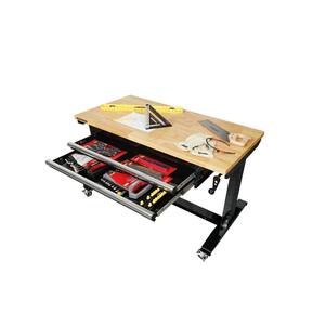 46 in. Adjustable Height Work Table with 2-Drawers in Black