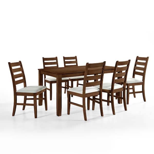 New Classic Furniture Pascal 7-Piece Rectangular Walnut Wood Top Dining Table Set (Seats 6)
