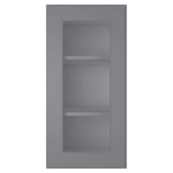 HOMEIBRO 15 in. W X 12 in. D X 30 in. H in Shaker Gray Plywood Ready to Assemble Wall Kitchen Cabinet with 1-Door 3-Shelves