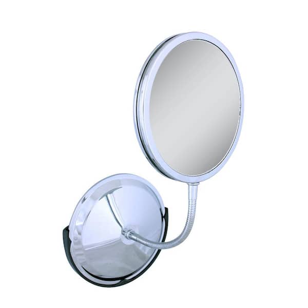 Zadro Tri-Vision 7 in. W x 7 in. H Framed Circle Bathroom Vanity Mirror in Chrome