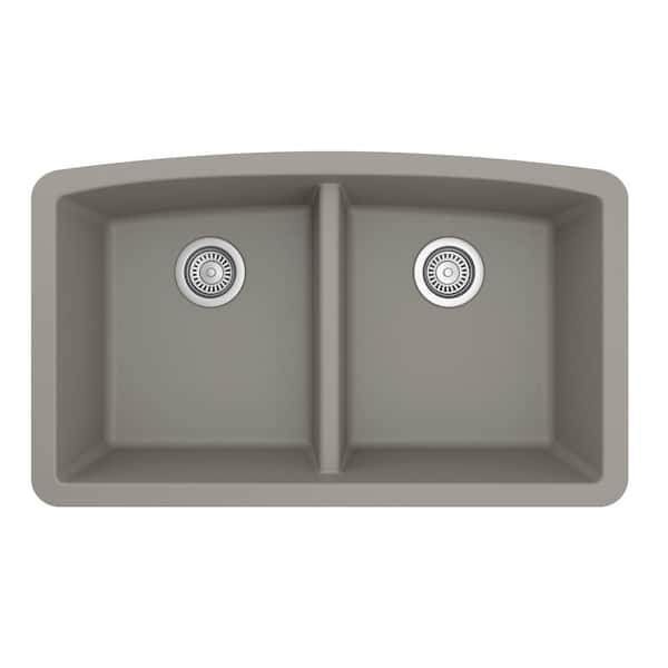 Karran Quartz Black 32 in. 50/50 Double Bowl Composite Undermount