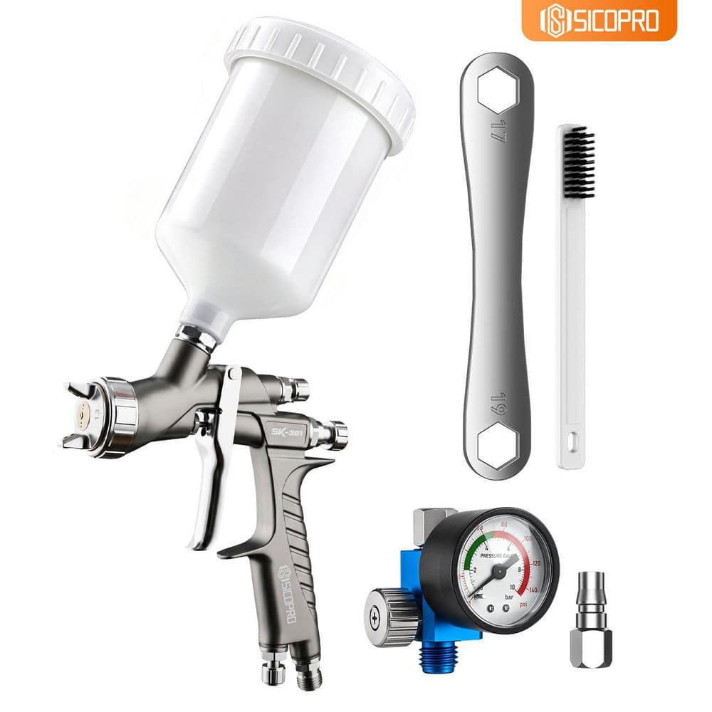 S SICOPRO Professional Handheld LVLP 600ml Gravity Feed Paint