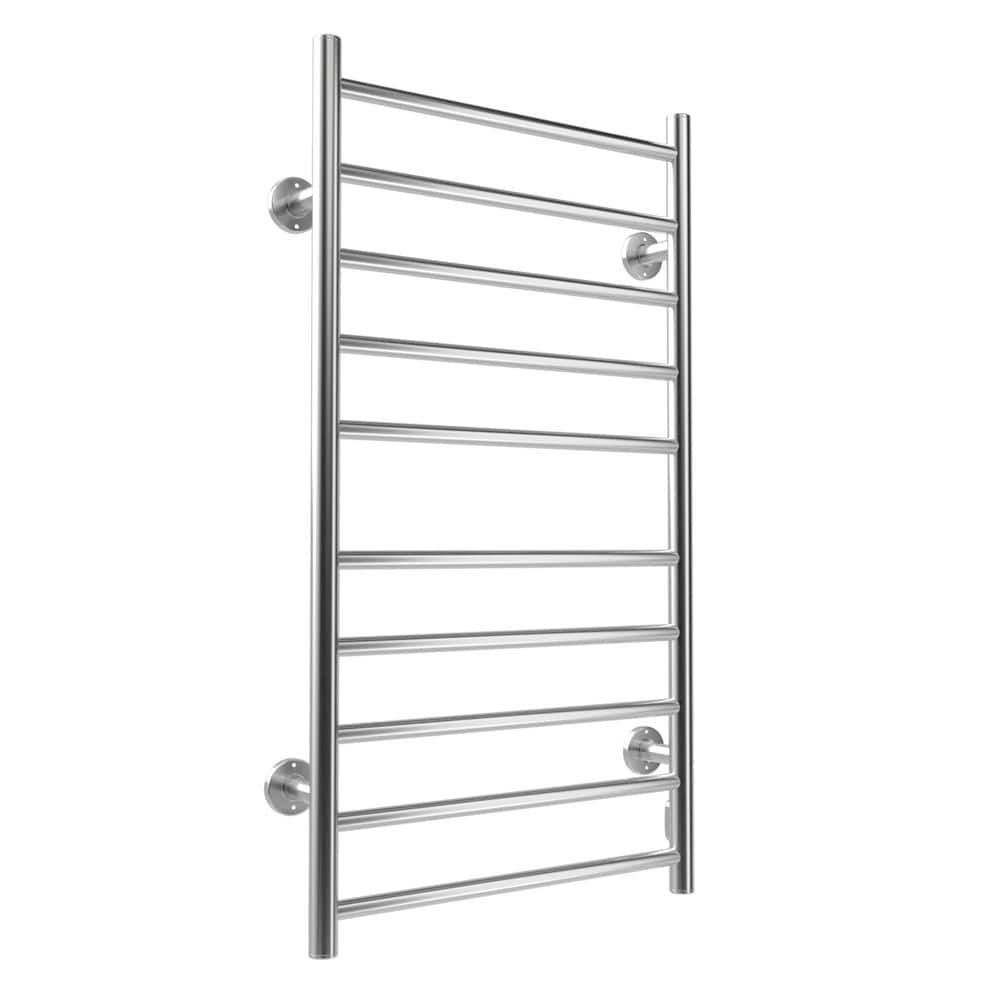 10-Stainless Steel Bars Wall Mounted Electric Heated Towel Drying Rack in S
