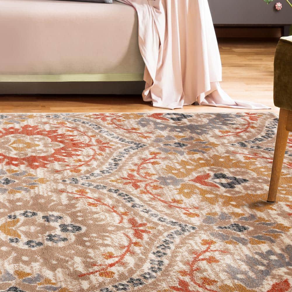Ginger Floral Synthetic 5' x 8' Reversible Area Rug