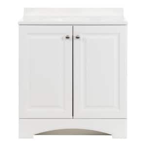 30.5 in. W x 19 in. D x 35 in. H Freestanding Bath Vanity in White with White Cultured Marble Top
