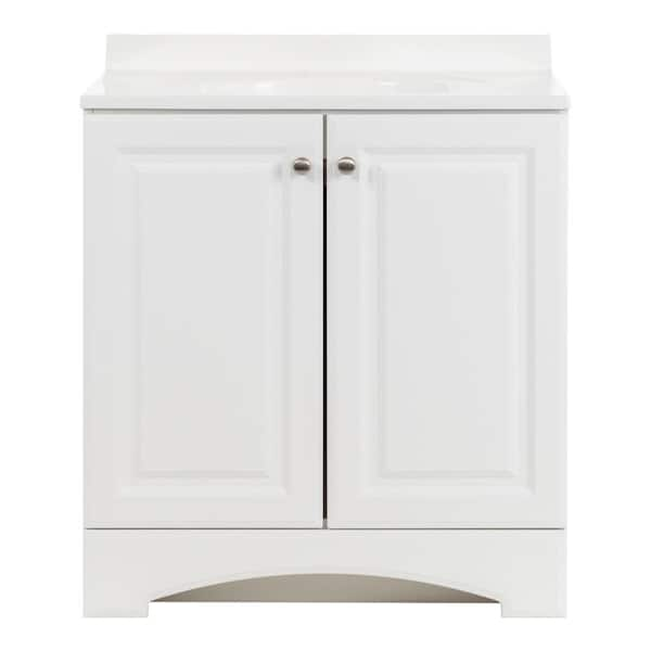 31 in. Single Sink White Bath Vanity with White Cultured Marble Top (Assembled)