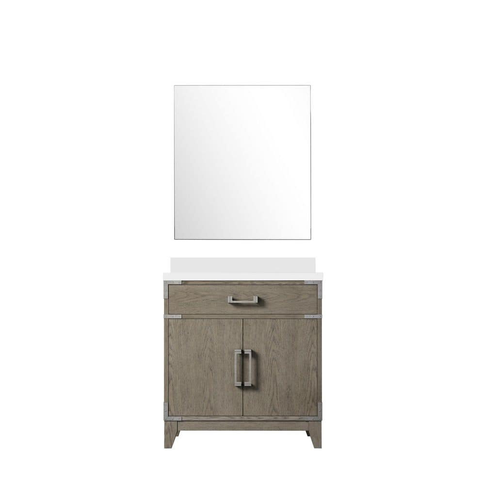Fossa 30 in W x 22 in D Grey Oak Single Bath Vanity with White Quartz Top and 28 in Mirror price history on PriceWatchPro