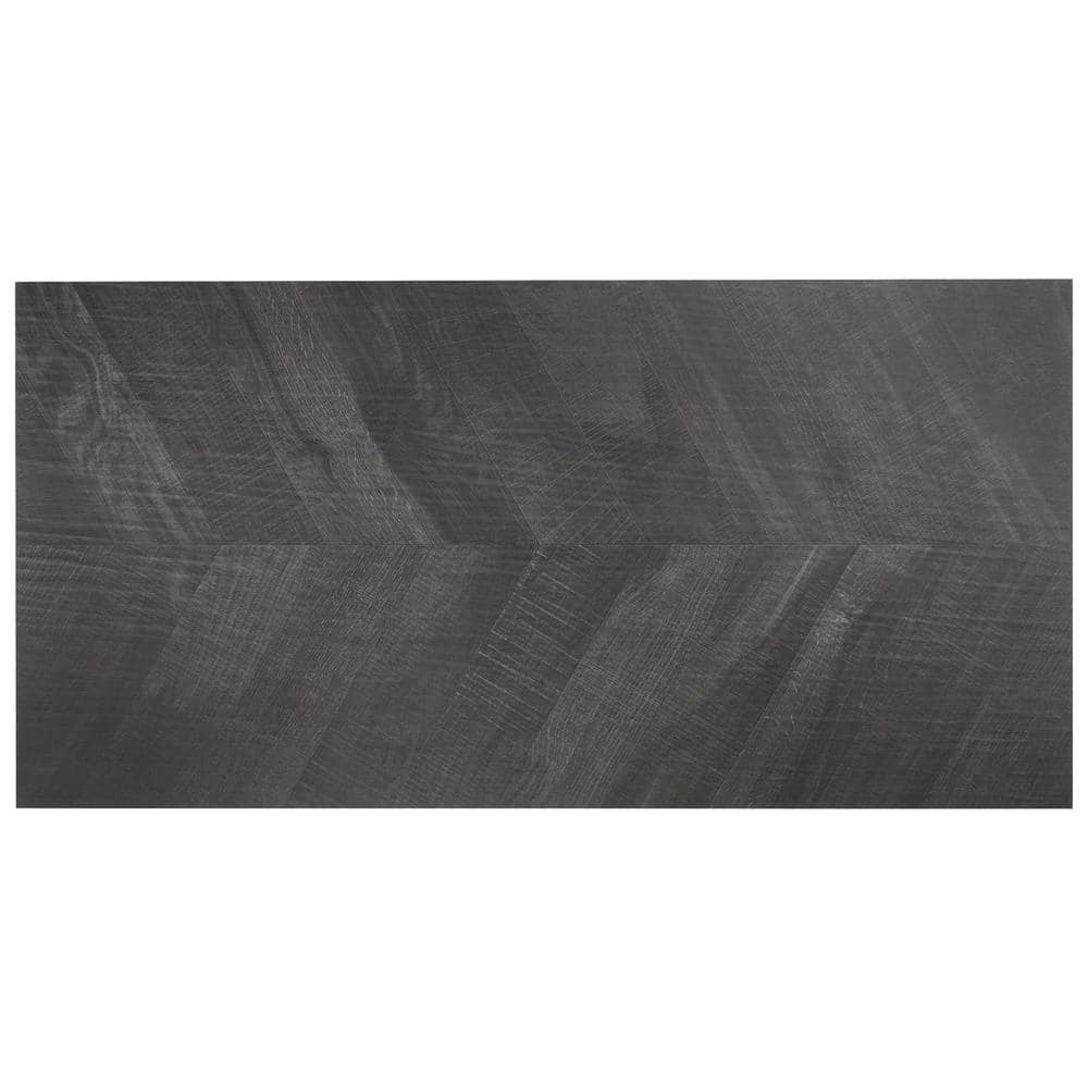 Auburn Chevron 24x48 Matte Black Porcelain Floor and Wall Tile