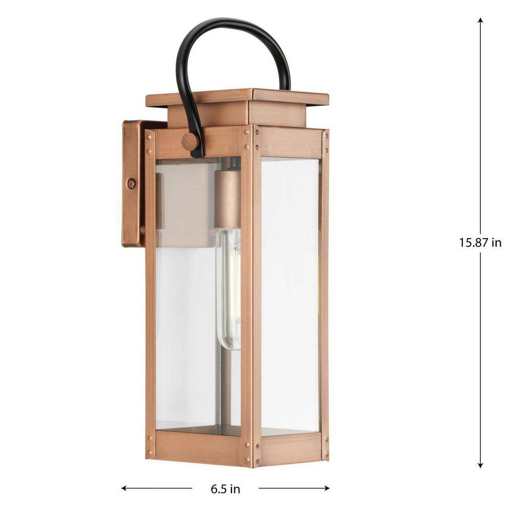 Antique Copper Direct Wired Electric Wall Sconce with Clear Glass