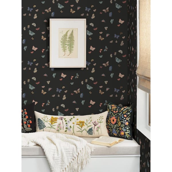 Butterfly House Black Metallic Non-Pasted Wallpaper