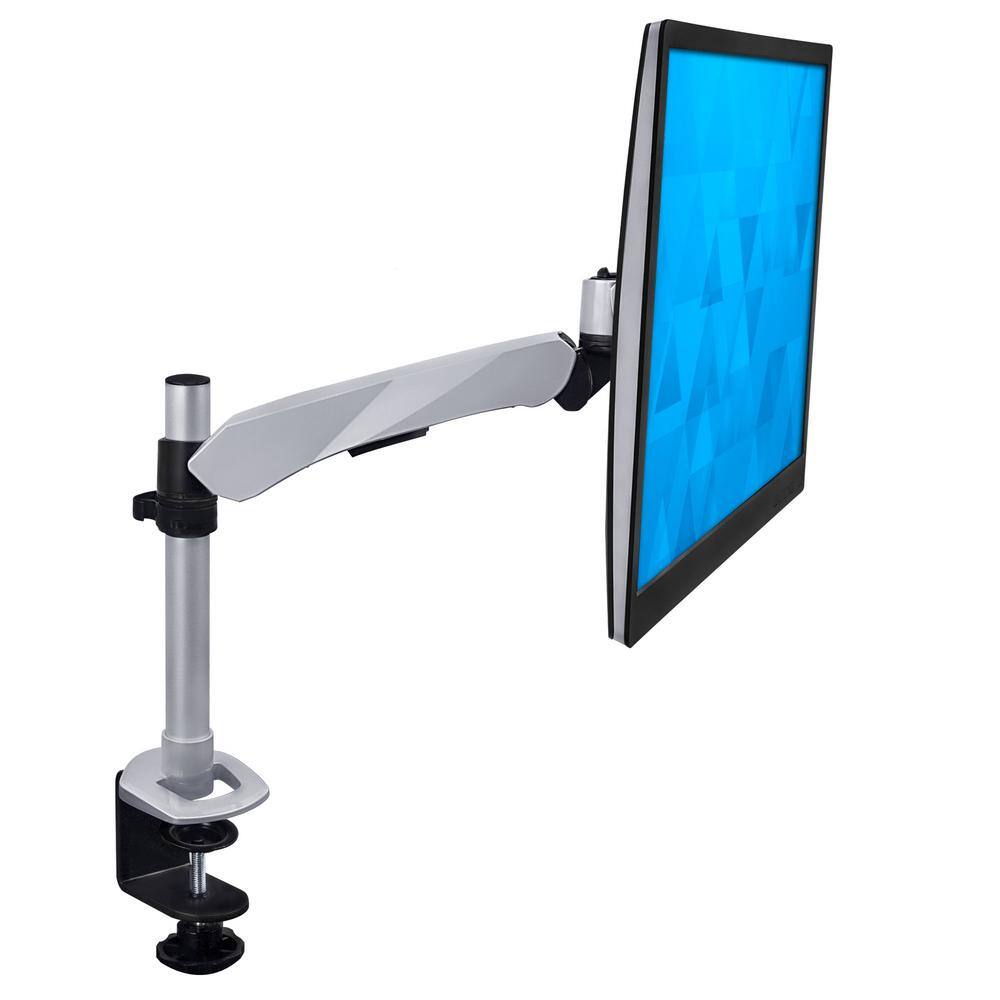 Silver Aluminum Single Monitor Desk Mount with Gas Spring Arm