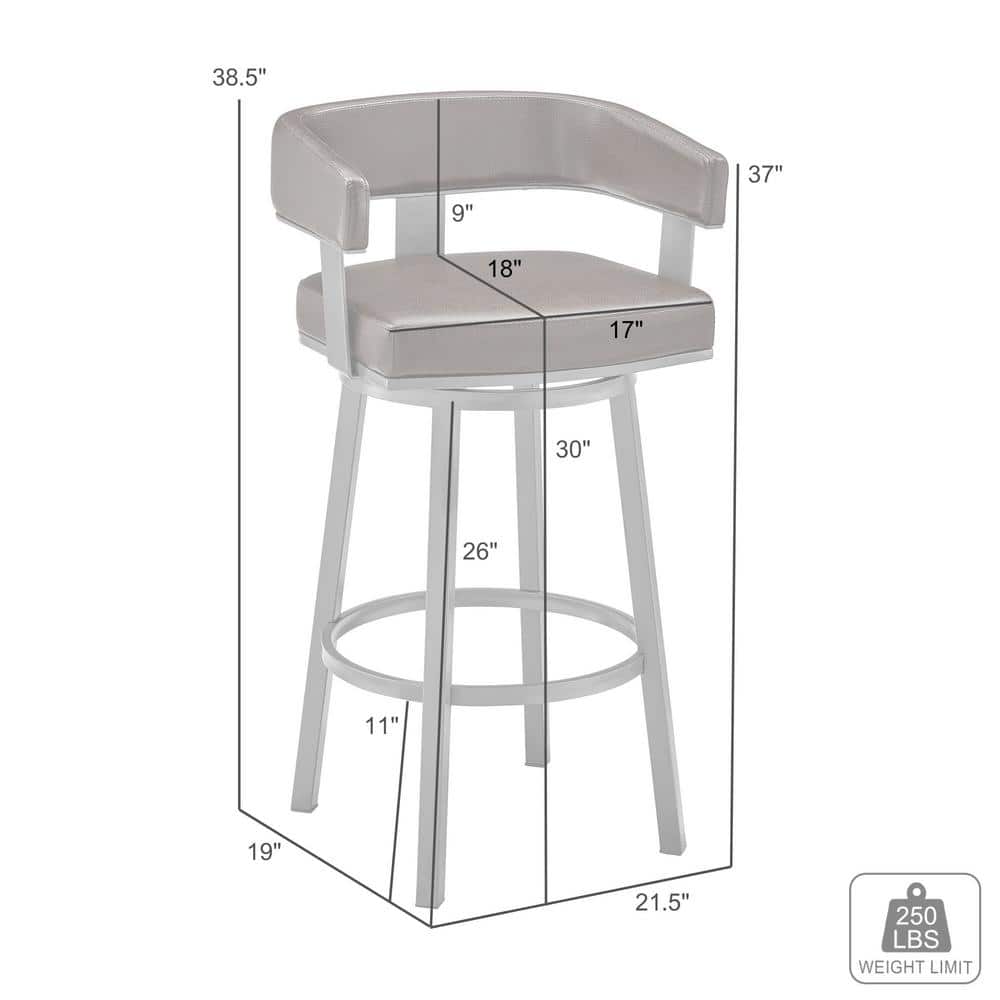 Java Brown Faux Leather Swivel Bar Stool with Metal Frame