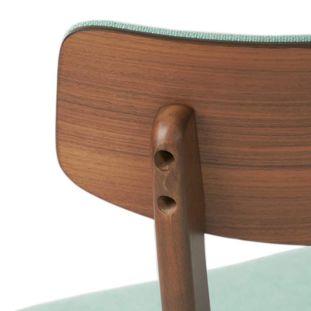 Mint Upholstered Side Chair with Natural Walnut Frame, Set of 2