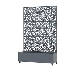 72 in. H x 47 in. L Gray Metal Rectangular Planter Box with Trellis Outdoor Garden Planter for Climbing Plants