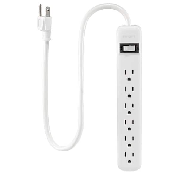 Philips 6 Outlet 2 ft. Indoor Power Strip White