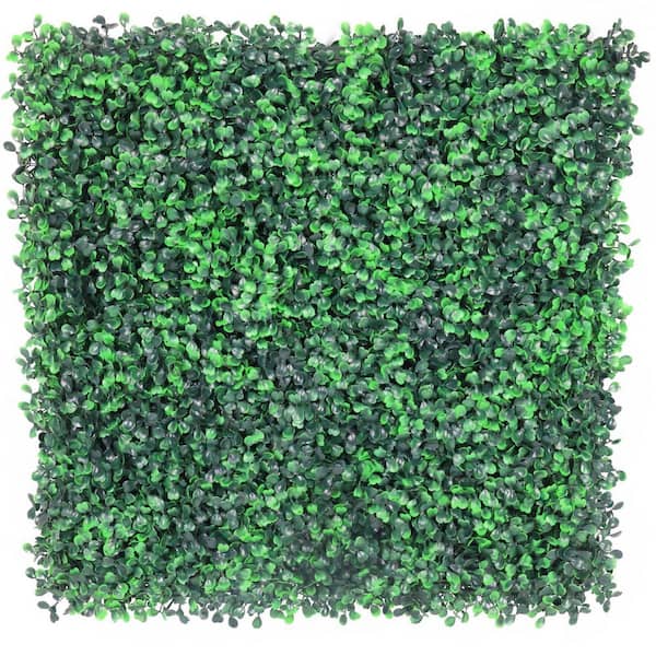 20 in. H x 20 in. W Green Indoor, Outdoor Artificial Boxwood Privacy Hedge Grass Wall Panel (12-Pack)