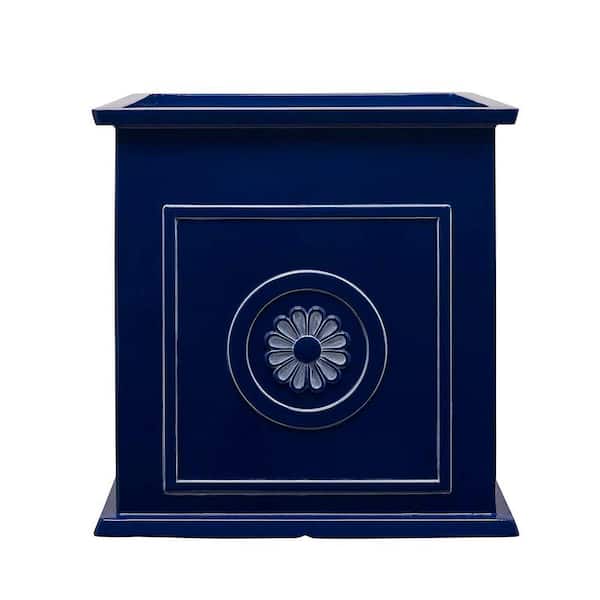 Southern Patio Colony Large 16 in. x 16 in. 27 Qt. Navy Resin Composite Square Planter Outdoor Box