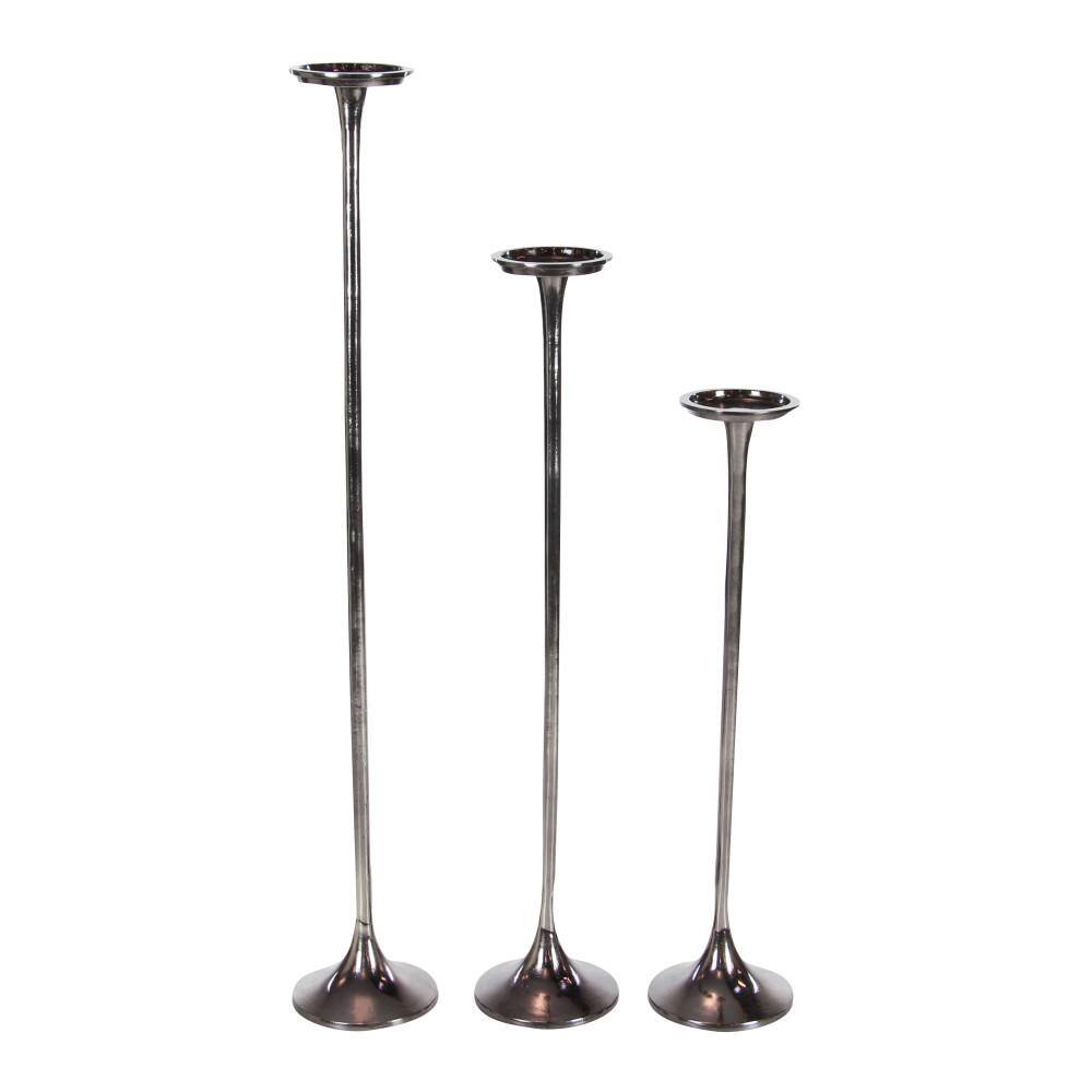 Set of 3 Black Tall Aluminum Candle Holders