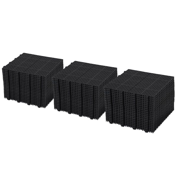 WTVWTV 12 x 12 in. Interlocking Drainage Mat Anti-Slip Floor PVC Exercise/Gym/Bathroom/Garage Flooring Plastic Tiles(60-Pieces)