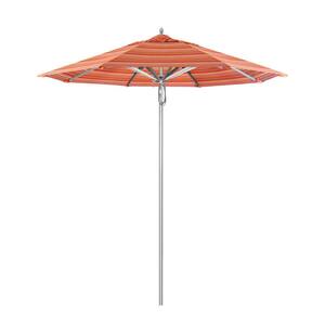 7.5 ft. Silver Aluminum Commercial Market Patio Umbrella with Pulley Lift in Dolce Mango Sunbrella