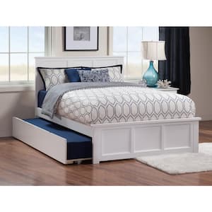 Madison White Queen Bed with Matching Footboard and Twin Extra Long Trundle