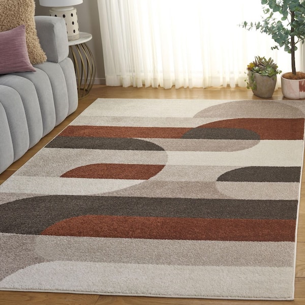 Adirondack 4 ft. x 6 ft. Beige/Rust Geometric Parallel Area Rug