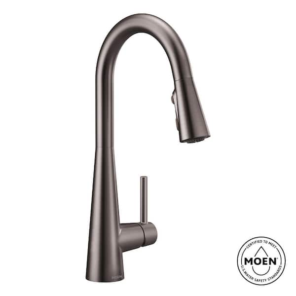 Sleek Black Stainless 15.56 in. H Pull Down Sprayer Kitchen Faucet with 360 Degree Spout Swivel and Power Boost